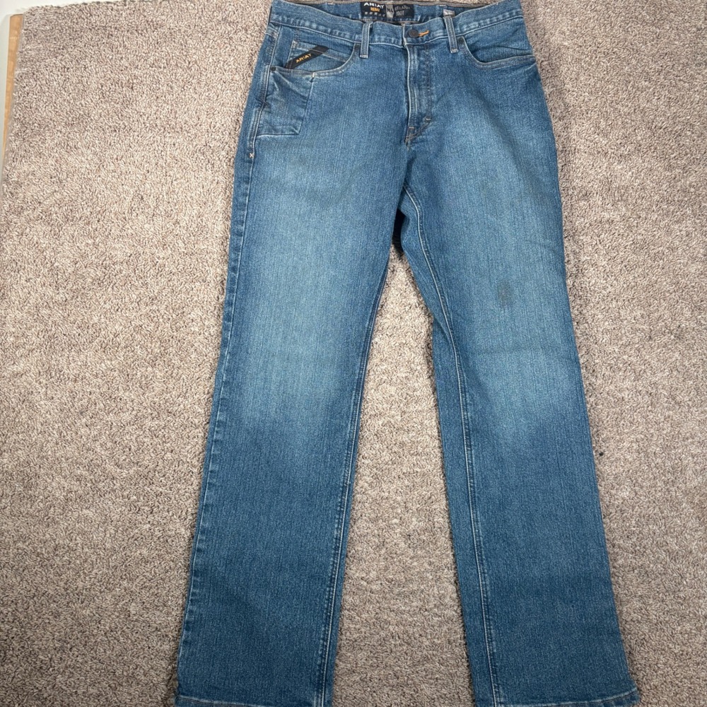 Ariat Rebar M4 Relaxed Boot Cut Jeans Mens 34x36 Medium Wash Denim Workwear